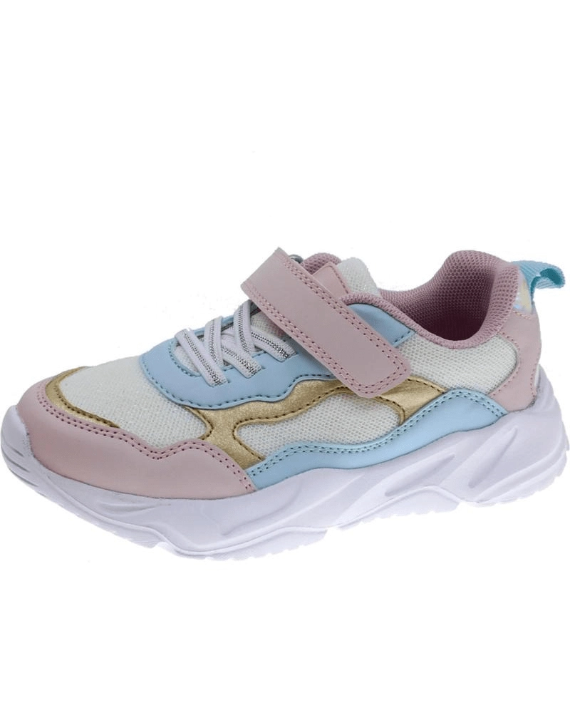 Baskets Fille Beppi - Rose Pastel, Bleu Ciel et Détails Dorés